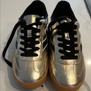 Madden Girl Gold and Black Sneakers. Brand New